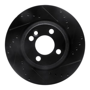 Mini Cooper Brake Rotor (1) - Front Right - R1 Concepts - Drilled & Slotted - Black - `02-`08